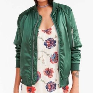 Unif x Urban Outfitters Green Satin Bomber Jacket
